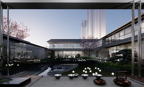 New Chinese Sales Office Building Sales Office 3d model