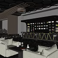 Modern Bar Interior Design With Stylish Counter Sofas Lighting And Liquor Racks