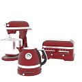 Stylish Red Kitchen Appliances Stand Mixer Toaster And Kettle With Chrome Accents