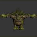 Enchanting Game Movie Character With Moss Covered Body Grass Top And Outstretched Arms