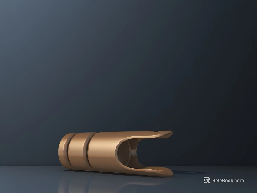 Golden Metallic Object With Shiny Surface And Cylindrical Design On Dark Background 3d model