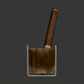Wooden Storage Container With Metal Frame And Long Handle Tool For Household Use