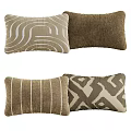 Brown Toned Decorative Pillows Featuring Wavy Lines Solid Color Vertical Stripes And Geometric Patterns 3d model