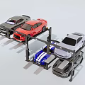 Multi Level Stacked Public Parking Facility With Cars On Upper And Lower Levels