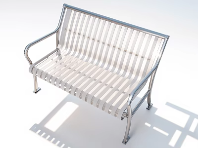 Contemporary Metal Leisure Chair Featuring Slatted Seat And Armrests For Outdoor Spaces 3d model