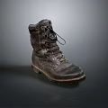 Rugged Worn Military Boots With Thick Sole And Laces For Daily Use