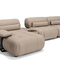 Beige Modern Modular Sectional Sofa With Comfortable Cushions And Side Table 3d model