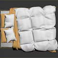 Modern Cozy Bed Setup With White Comforter Soft Pillows And Orange Trim 3d model