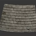 Curved Gray Brick Steps Scene Component With Layered Staircase Design