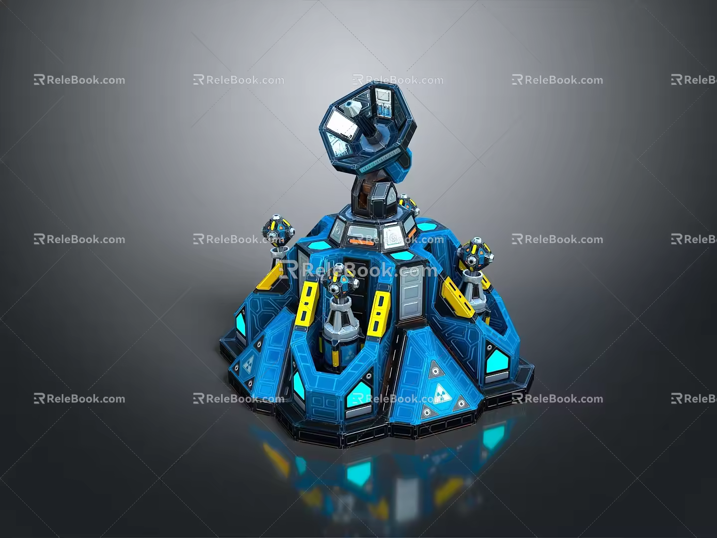 Turret Turntable Railgun Sci-fi Tower Defense Game Tower Defense Sci-fi Turret Game Turret Game Battery 3d model