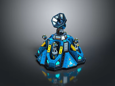 Turret Turntable Railgun Sci-fi Tower Defense Game Tower Defense Sci-fi Turret Game Turret Game Battery 3d model