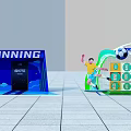 Interactive Zone Featuring Curling Competition Bowling Game And Welcome Sign 3d model