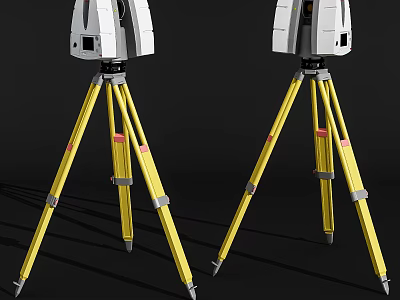 Two White Industrial Equipment Units Mounted on Yellow Tripods for Industrial Use 3d model