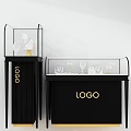 Elegant Display Shelves With Golden Frame White Cabinet Glass Display And LOGO