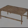 Rustic Vintage Wooden Table With Plank Top Natural Grain And Sturdy Legs For Home Use