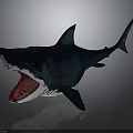 Fierce Dark Blue Shark With Open Mouth And Sharp Teeth Detailed Texture 3d model