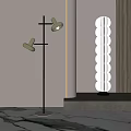 Modern Floor Lamps with Adjustable White Heads and Stacked Circular Shades in Contemporary Interior