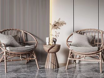 Relax leisure table and chair combination leisure rattan chair side combination 3d model
