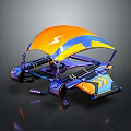 Futuristic Tech Device With Orange Blue Umbrella Canopy And Mechanical Frame 3d model