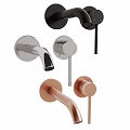 Sleek Black Modern Wall Mounted Faucet With Curved Spout And Hot Cold Indicators