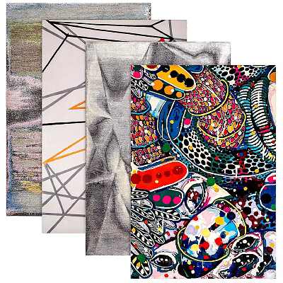 Colorful Square Rugs With Abstract Art Patterns And Geometric Designs For Home Decor 3d model