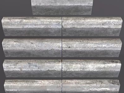 Road Infrastructure Gray Concrete Curb Stones Stacked In Multiple Rows For Urban Construction 3d model