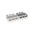 Modern White And Green Dining Table Set With Perforated Design Chairs 3d model