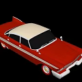 Red Vintage Classic Car With White Roof And Chrome Accents Design