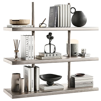 Modern Quiet Style Jewelry Ornaments Books Book Decorative Rack Bookshelf Bottles and Jars Soft Accessories Furnishings 3d model