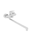 Modern Chrome Wall Mounted Faucet With Two Handles And Extended Spout