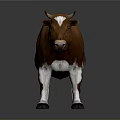 Detailed Brown And White Cow Figurine With Shiny Surface And Reflection