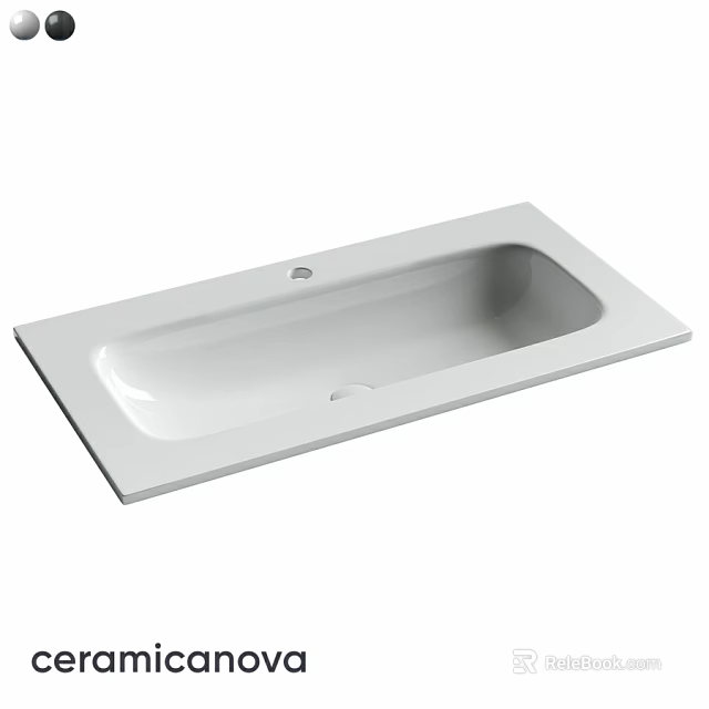 White Rectangular Countertop Washbasin With Smooth Surface And Modern Design 3d model 