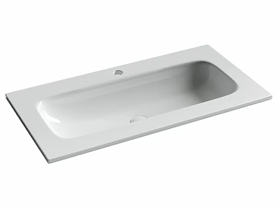 White Rectangular Countertop Washbasin With Smooth Surface And Modern Design 3d model