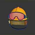 Weapon Protection Helmet In Yellow With Goggles And Reflective Surface Design 3d model