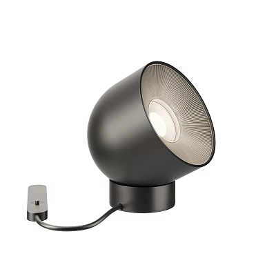Modern Black Table Lamp With Round Textured Shade And Metal Base For Interior Design 3d model