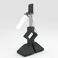 Modern Table Lamp Featuring Black Base White Cylindrical Lampshade And Metal Support Structure