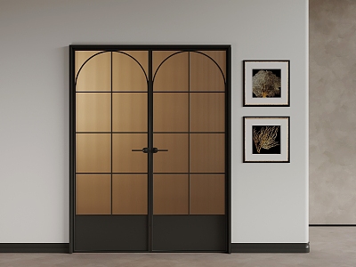 Modern Middle Ancient Double Door Wooden Double Door Glass Double Door 3d model