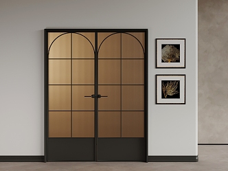 Modern Middle Ancient Double Door Wooden Double Door Glass Double Door 3d model