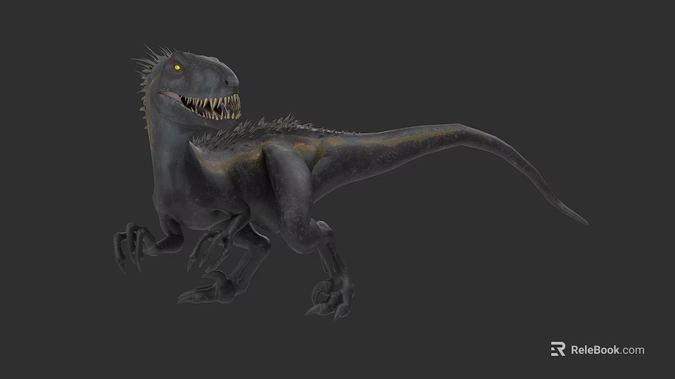 Realistic 3D Dinosaur Reptile Model With Sharp Teeth Yellow Eyes And Spiked Back 3d model 