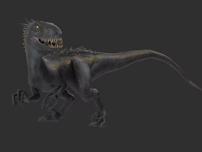 Realistic 3D Dinosaur Reptile Model With Sharp Teeth Yellow Eyes And Spiked Back 3d model
