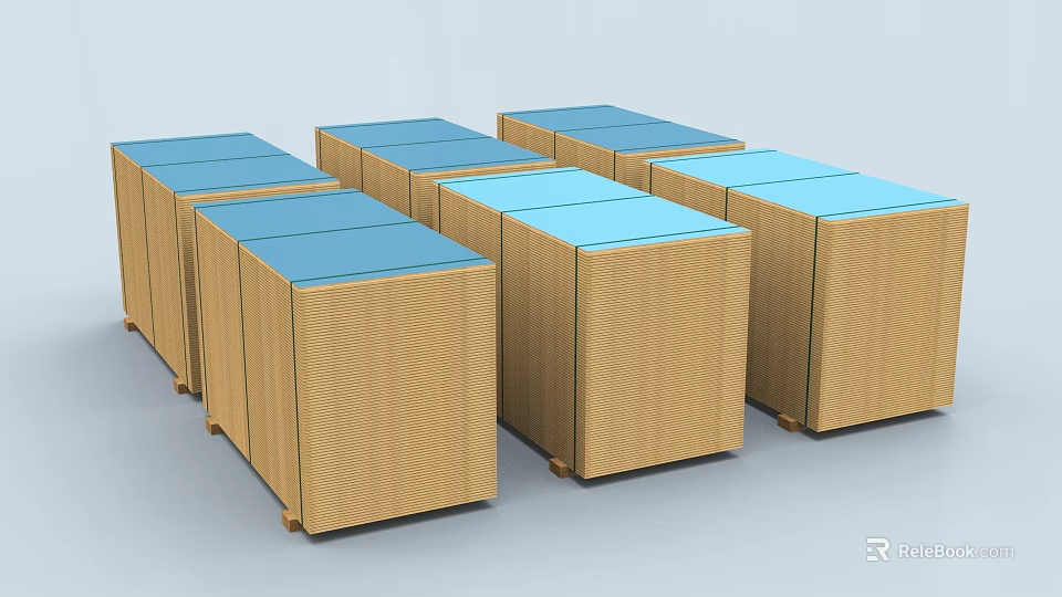 Durable Industrial Equipment Storage Containers With Brown Bodies And Blue Tops Arranged In Rows 3d model 