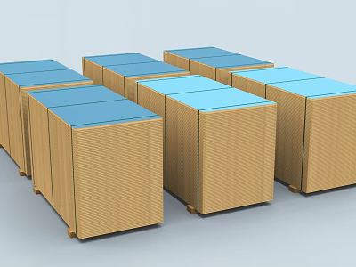 Durable Industrial Equipment Storage Containers With Brown Bodies And Blue Tops Arranged In Rows 3d model