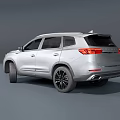 Silver SUV With Modern Sleek Body Design Stylish Black Wheels On Gray Background