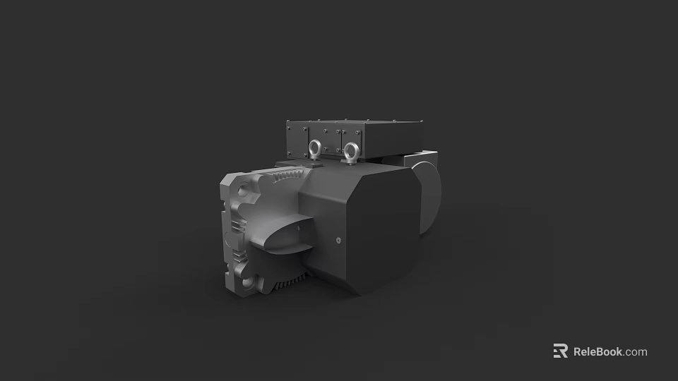 Gray Mechanical Component 3D Model With Complex Structure And Gear Details 3d model 