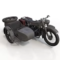 Vintage Motorcycle With Sidecar Classic Design Leather Seat And Black Wheels
