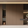 Modern Wooden Wardrobe Design With Built in Dressing Table Mirror and Storage