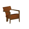 Comfortable Modern Orange Fabric Leisure Chair With Wooden Armrests And Legs