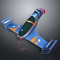 3D Designed Aircraft Model With Blue Orange Stripes And Wing Structure