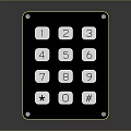 Electronic Numeric Keypad with Black Base White Buttons and Star Hash Symbols 3d model