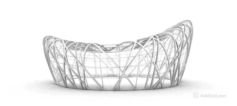Outdoor Decorative Garden Ornament With Curved Metal Frame And Woven Structure 3d model 